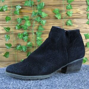 Blondo Women 7 Black Suede Ankle Boots Side Zip Waterproof Block Heel Casual